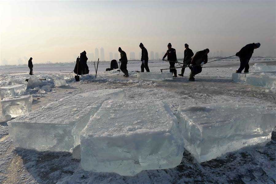 哈爾濱(bin)冬季采冰 采(cai)冰工具